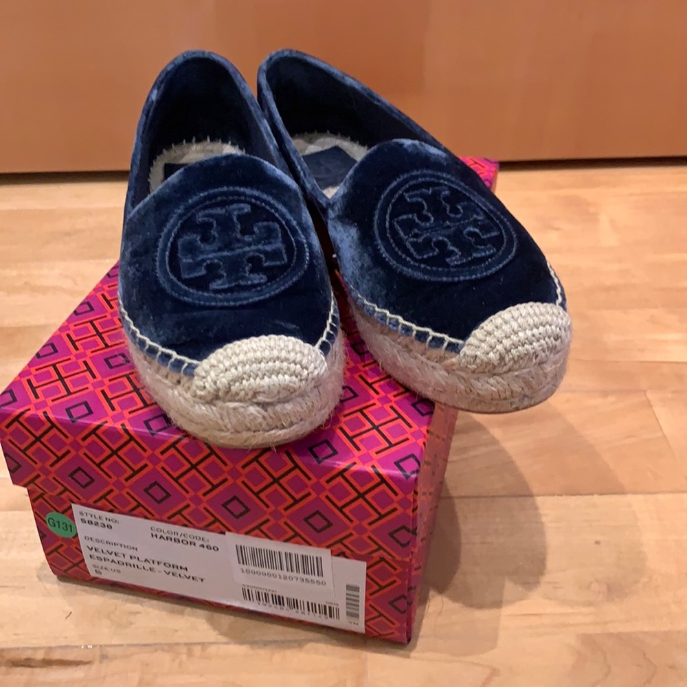 Tory Burch velvet platform espadrille size 5